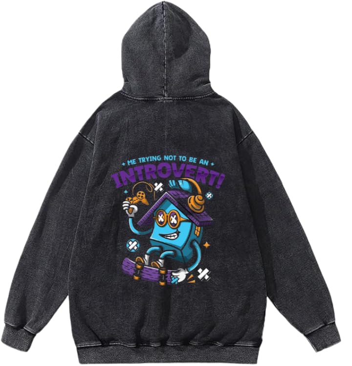 Hoodie Washed ME TRYING NOTTO BE AN INTROVERT 2