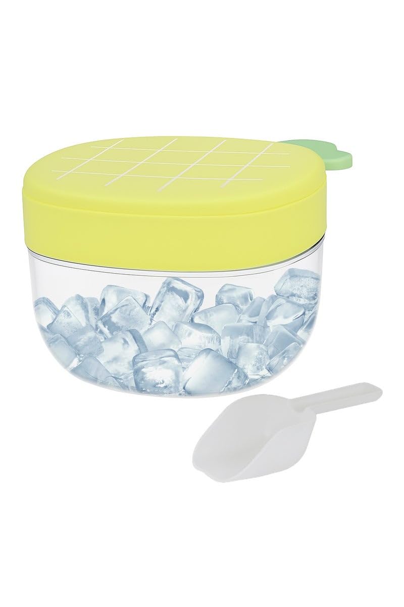 Plan A Pineapple Silicone Ice Cube Maker with 25 Slots Airtight Lid and Ice Scoop – Flexible Silicone Mold for Making Even Cubes for Drinks, Perfect for Parties and Gatherings
