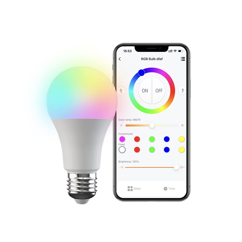 Broadlink | LB4E27 | FastCon Smart Bulb, Color Changing with Music Sync, Works with Alexa and Google Home, GW4C Hub Required – A60, E27, 9W, 800lm