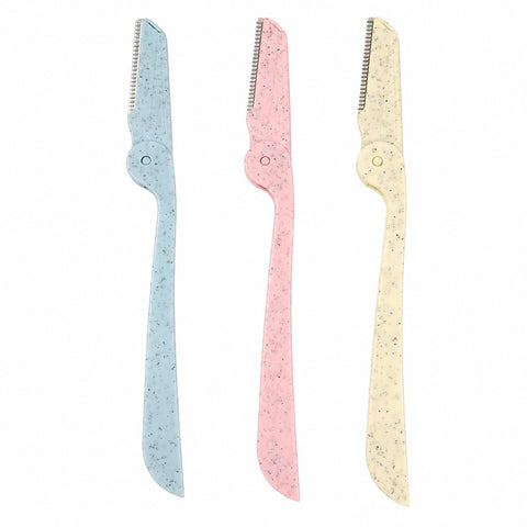 3 Pieces Eyebrow Shaping Razor Set Folding Eyebrow Razors for Face Neck Upper Lip Hair Removal Ergonomic Handle
