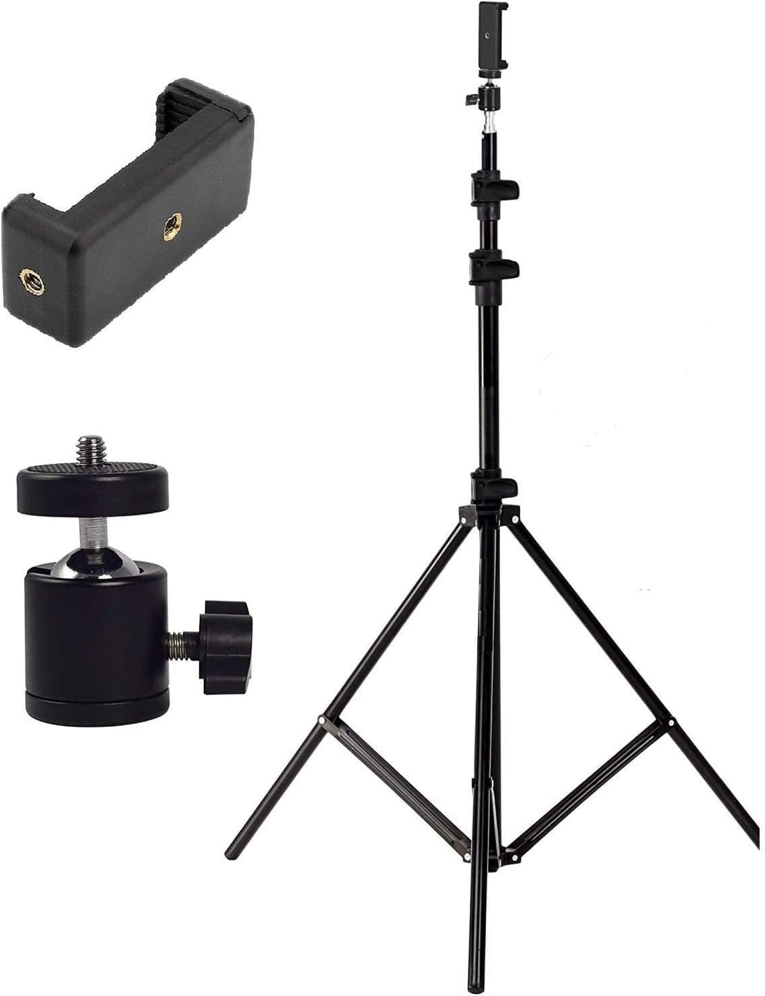 2M Adjustable Portable Tripod Stand with 180° Rotating Ball Head and Phone Clip, Perfect for Photo Shooting, Vlogging, Photography, Online Classes