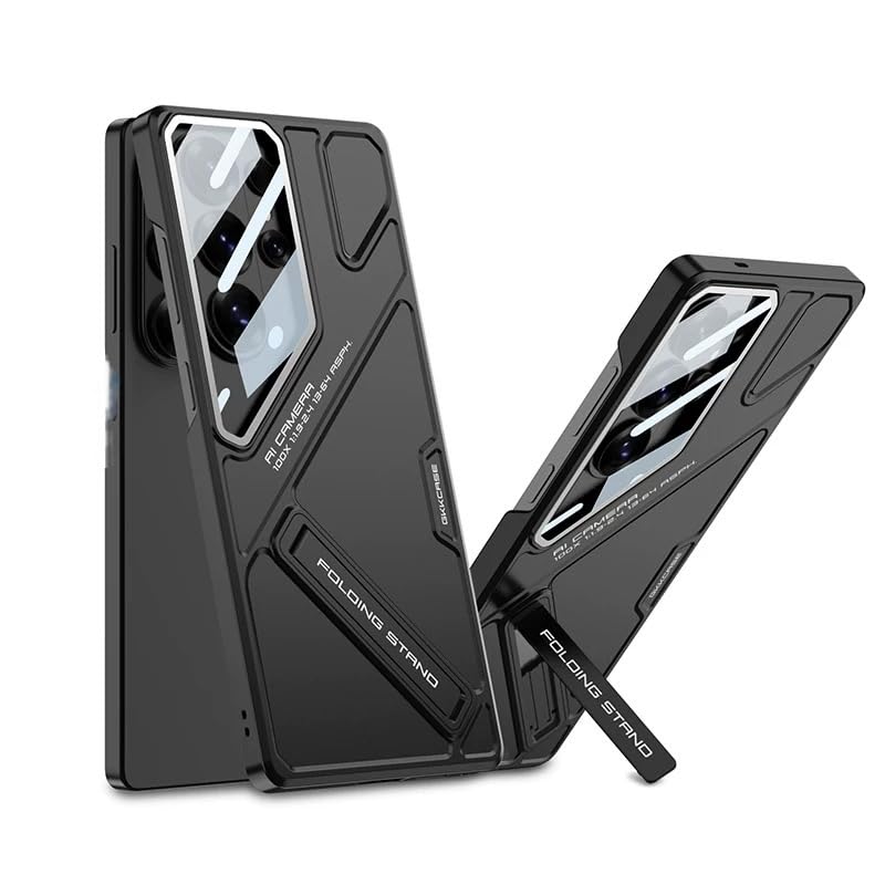Fekra GKK for Samsung Galaxy S26 Ultra Case with Camera Lens Protection, Shockproof PC + PU Armor Cover, Built-in Kickstand, Mecha Style Anti-Scratch (Black, Samsung Galaxy S26 Ultra)