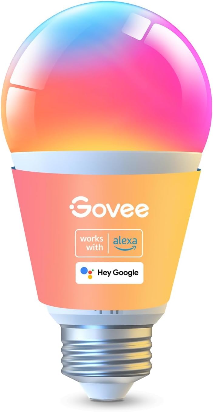Govee A19 Smart LED Bulbs, 1000lm RGBWW Dimmable, Color Changing Wi-Fi LED Bulbs, Works with Alexa and Google Assistant No Hub Needed, 75W 1 Pack