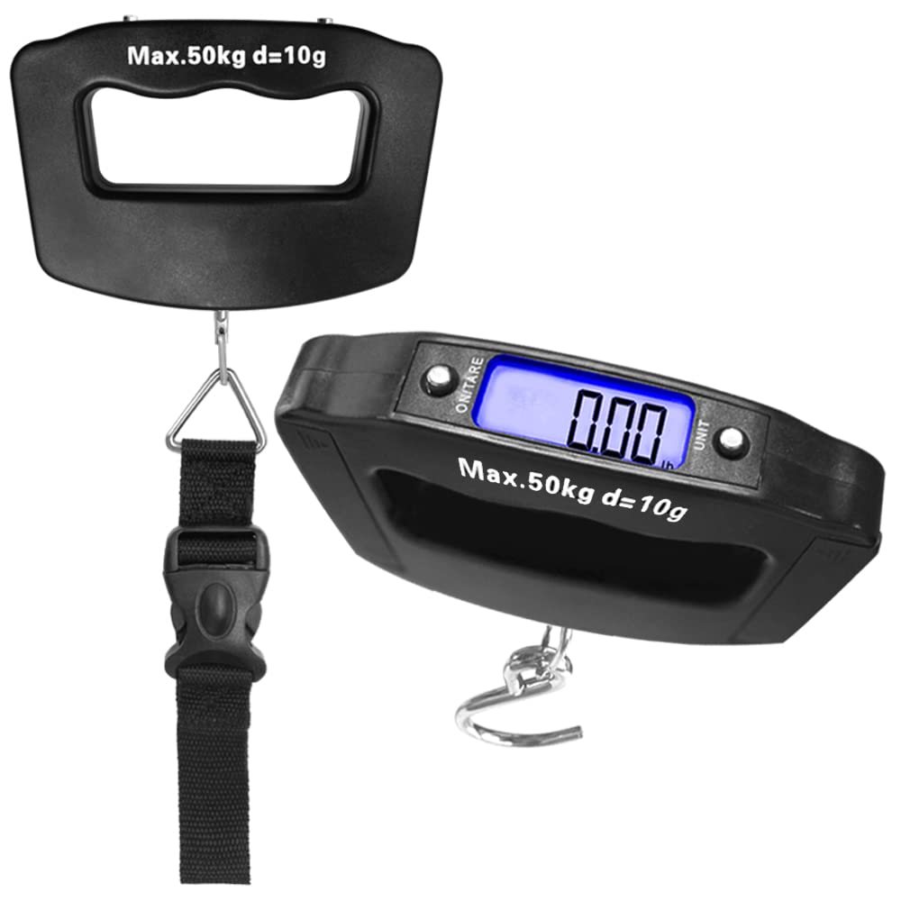 AFUNTA 50Kg 10g Luggage Scale, 2 PCS Luggage Scales Handheld Digital Luggage Scales for Suitcases Electronic Digital Scale Hanging Scale Portable Scale with Hook