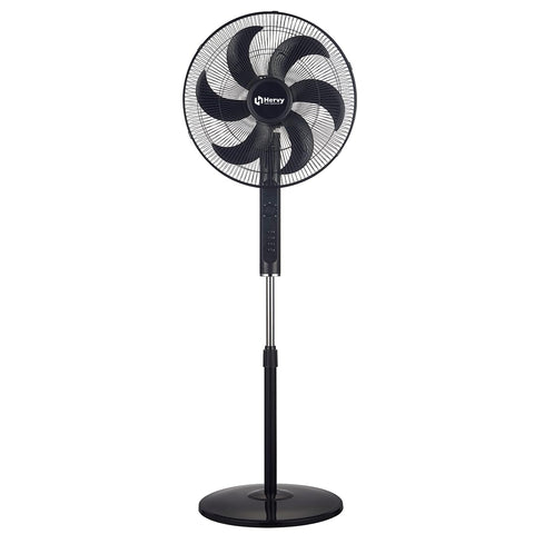 Hervy SF-001 Stand Fan 18", 75W, 6 Blades, Copper Motor, Timer, Black