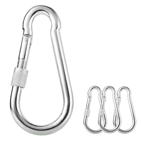 3 Inch Heavy Duty Locking Carabiner Clips, 316 Stainless Steel Spring Snap Hook Small Carabiners for Climbing (4 Pack)