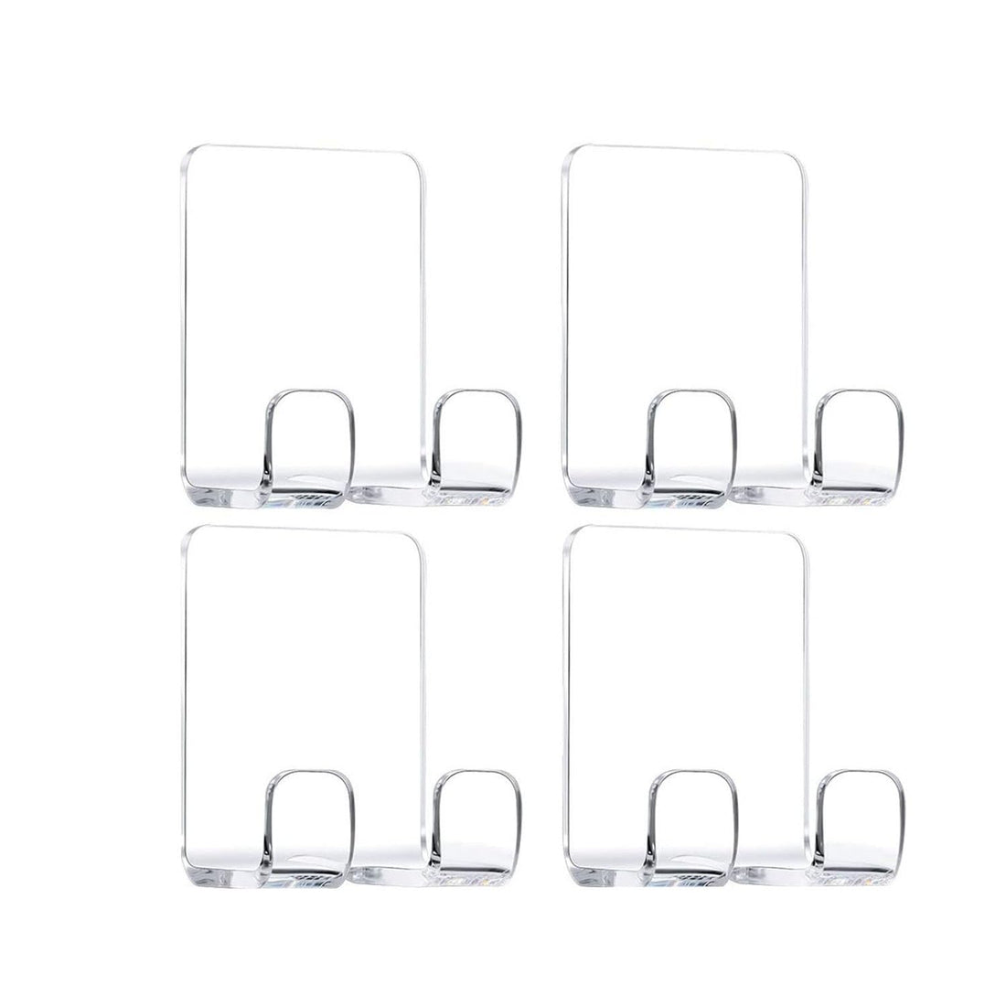 BEST MEDIA Clear Acrylic Adhesive Shower Hooks 4 Pack, Multi-Purpose Organizer for Razor, Phone, and Towel, Waterproof Bathtub Storage Solution for Bathroom and Kitchen, No Drilling Needed
