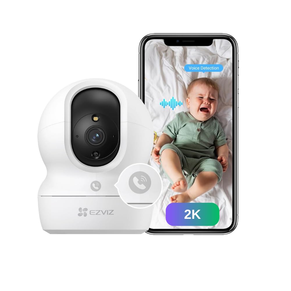EZVIZ H6c Pro,2K, 3MP [New Generation], WiFi Security Camera, Call Button, Night Vision, Motion Detection, Smart Tracking, Two-Way Audio, Works with Alexa