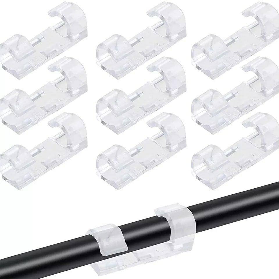 Next Store 20 Pack Clear Cable Wire Organizer Kit, Self-Adhesive Cable Clips Cable Clips, Charging Cord Organizer for Wall and Desk with Strong Adhesive