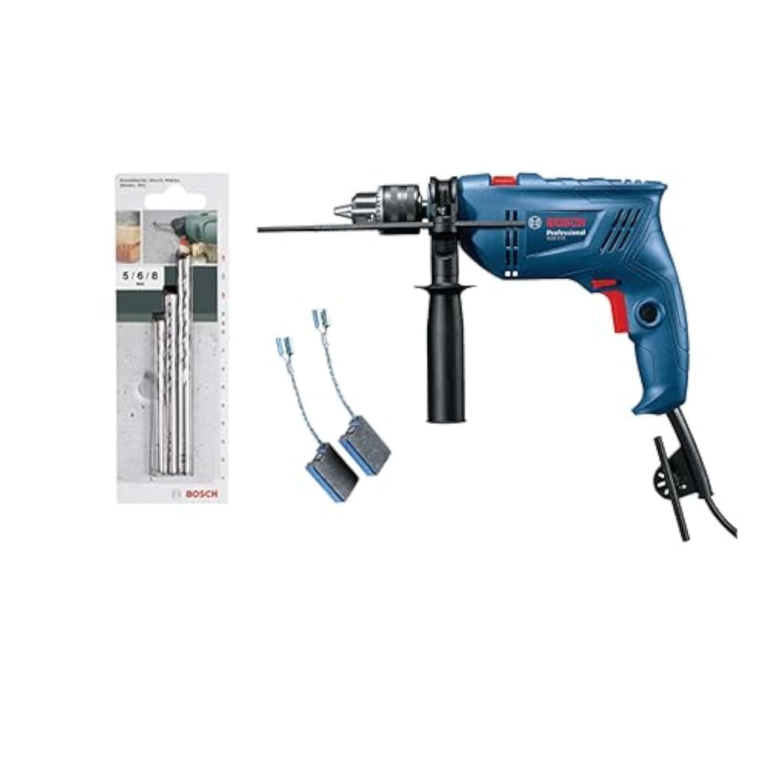 Bosch Professional Bundle Impact Drill GSB 570 3 CYL Drill Bits Carbon Brush
