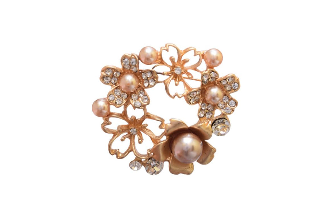 Brioche pin for suit, stainless steel, in the shape of a rose with lobes - gold 5