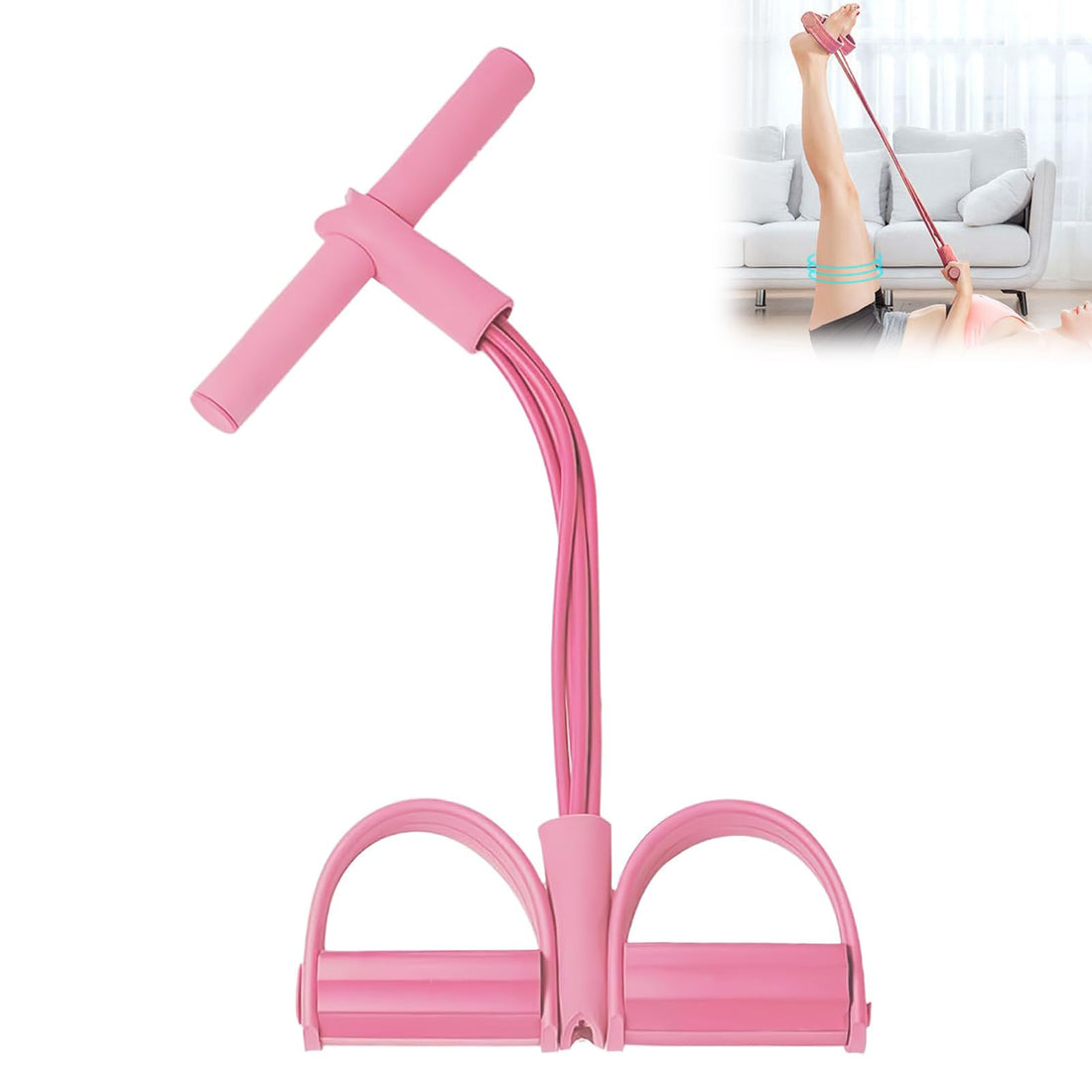 21 Fitness Resistance Bands-4 Tube Pedal Ankle Puller,Upgraded Stretch Bands for Exercise Sit Up Exercise Equipment,Multifunction Tension Rope,Foot Pedal Resistance Bands for Women Men