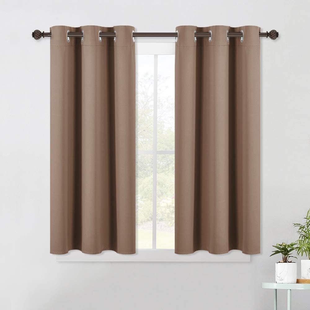 Cartela fabrics Thermal Insulated Blackout Room Darkening Grommet Curtains for Living Room/Bedroom (2 Panels) (Cafe, 132W x 160H)