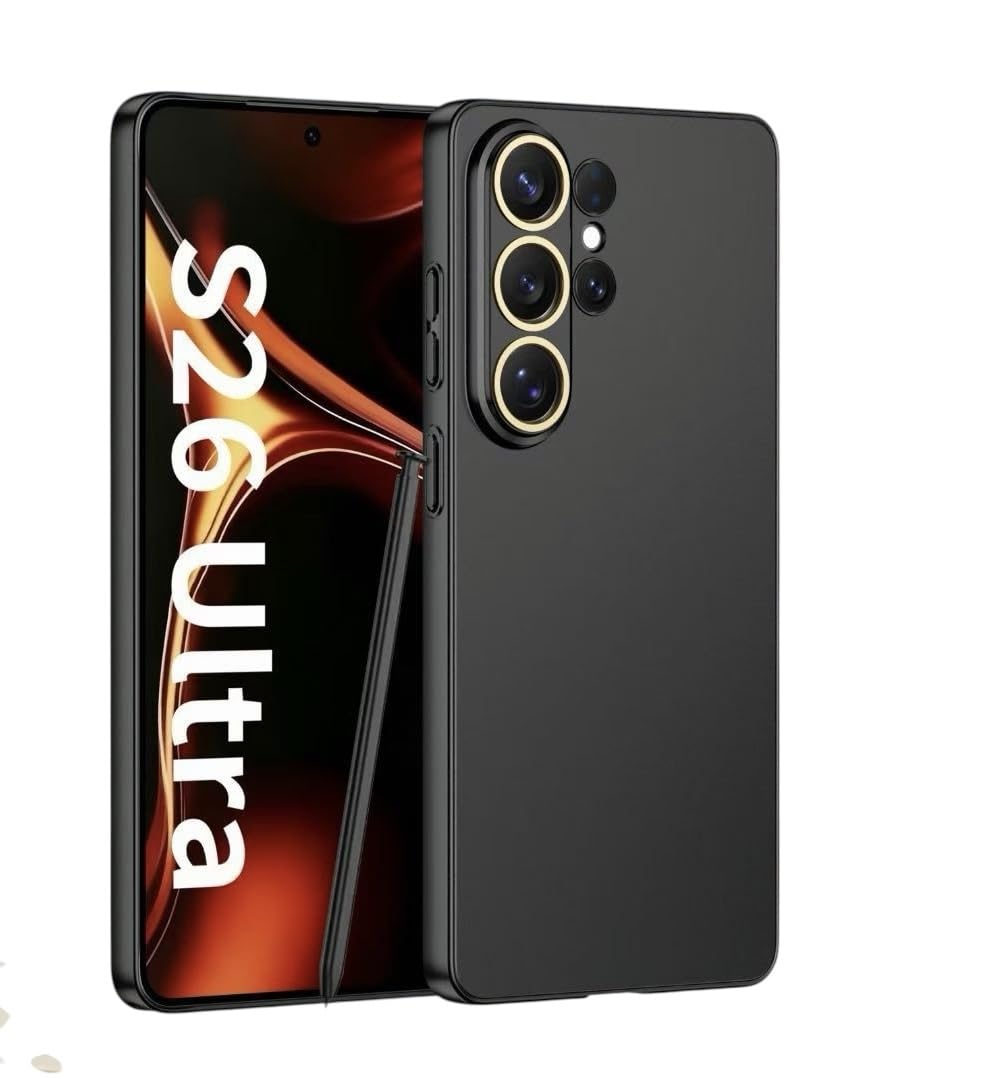 Skin Friendly Ultra Thin Slim Matte Case For Samsung Galaxy S26 Ultra Anti-fall Metal Lens Protection Cover for Galaxy S26 Ultra (Pure Black)