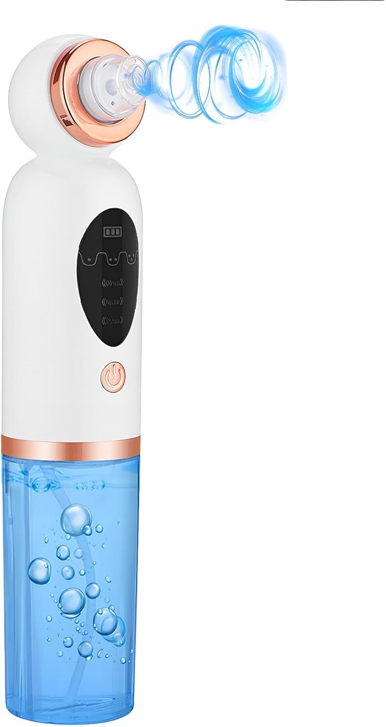 Electric Facial Liposuction Pore Cleaner Blackhead Remover USB Rechargeable with Mini Water Bubble System, Deep Pore Cleaner with 6 Modes and 6 Suction Heads, Comprehensive Skin Care for Men and Women