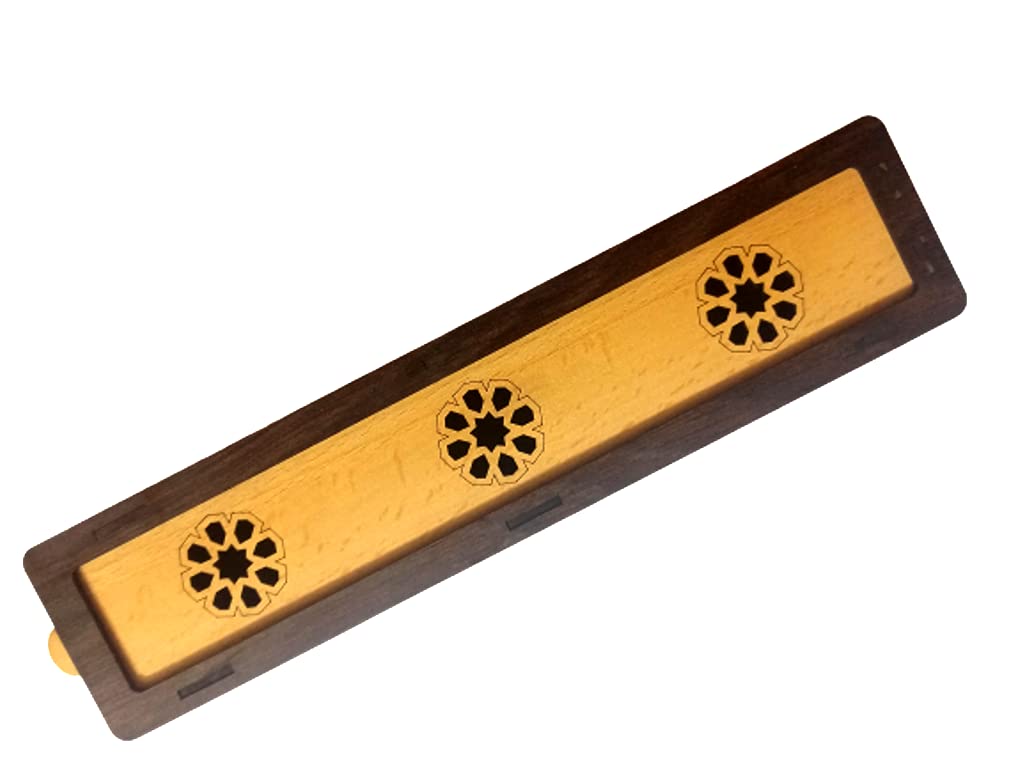 Rectangular wood Censer incense burner with an openable lid - 30 cm long