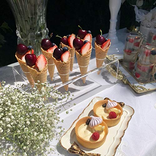 BEST MEDIA Ice Cream Cone Holder Stand, 2-Piece Acrylic Stand with 6 Holes per Stand, Display Holder for Ice Cream Cones, Crisp Tube Cones, Dessert Tables, Buffet Presentations and Party Events, Clear