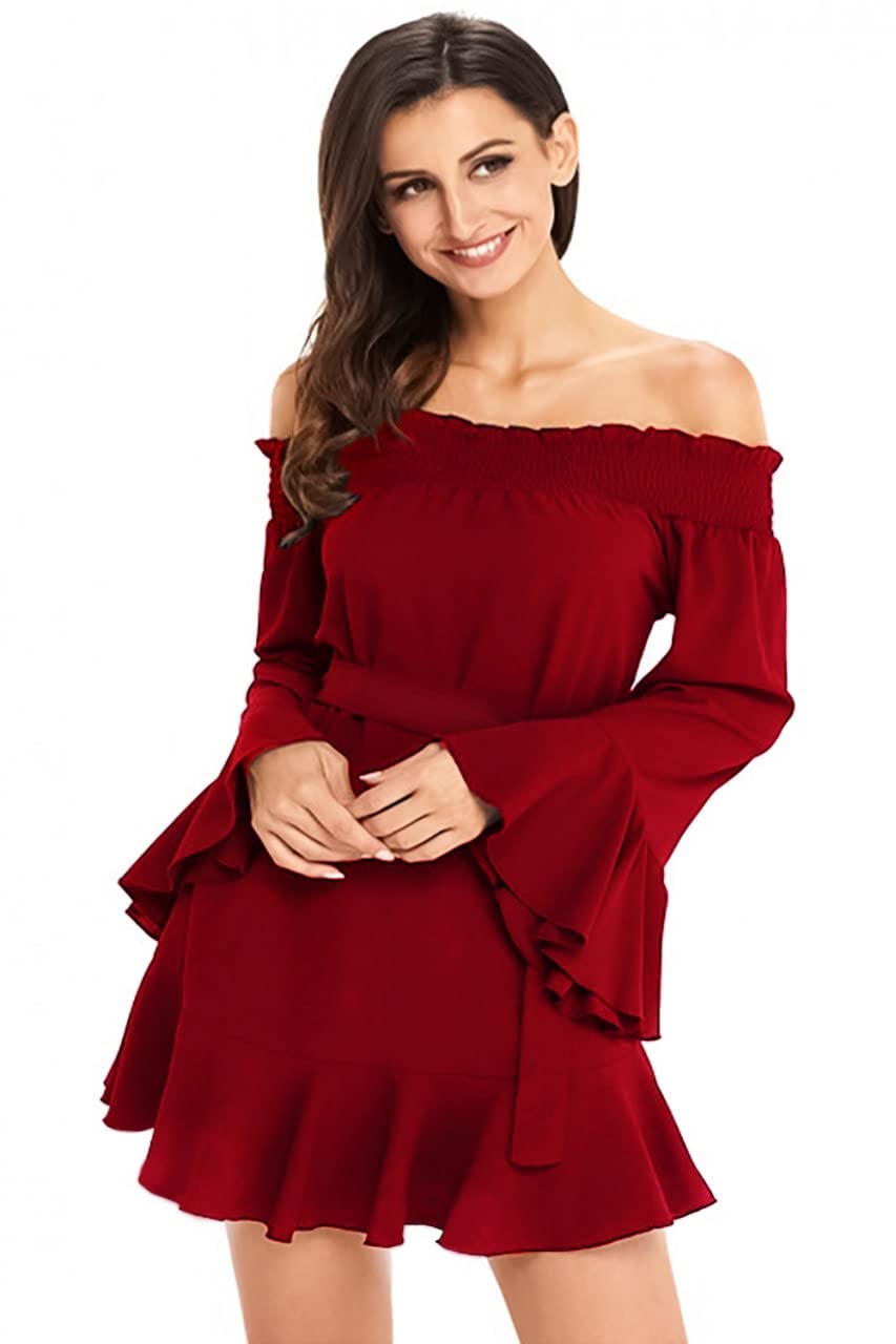 Women's Off Shoulder Tank Top Dark Red