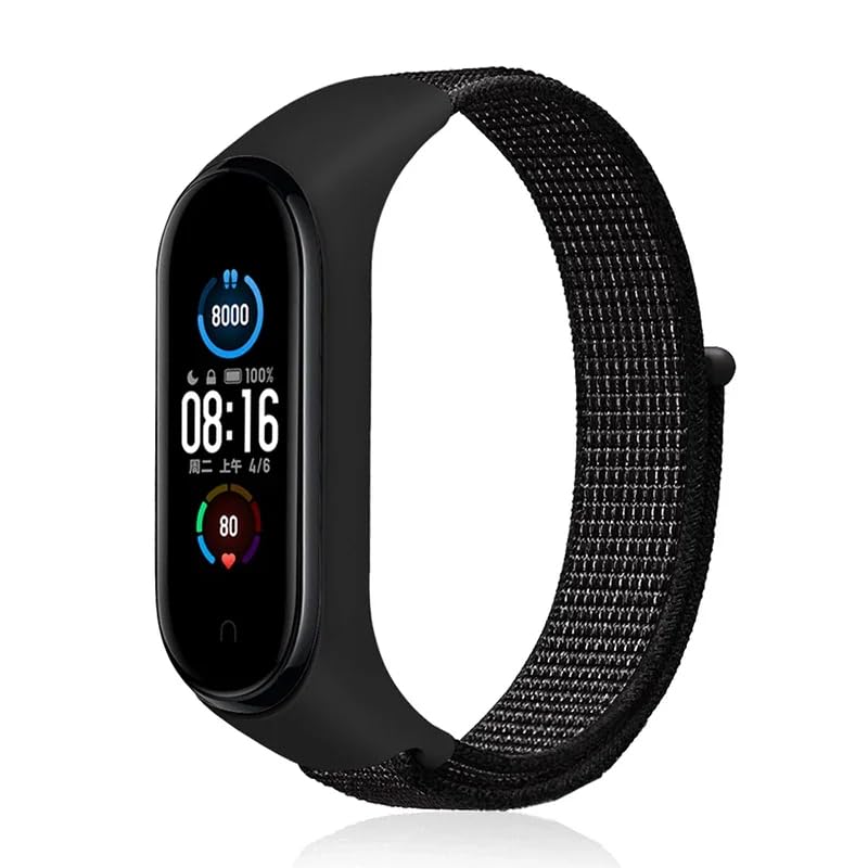 Next store Breathable Nylon Strap Compatible with Xiaomi Mi Band 7/6 / 5/4 / 3, Adjustable Replacement Sport Strap, Sweatproof Lightweight Fabric with Hook and Loop Buckle