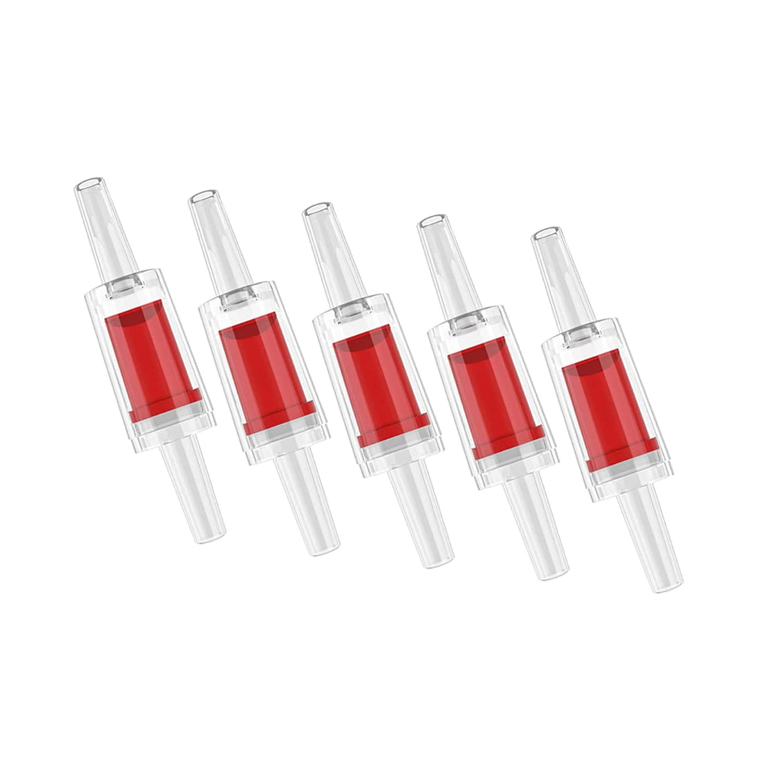 Aquarium Air Pump Non Return Check Valves, 5 Pieces, Red/Clear