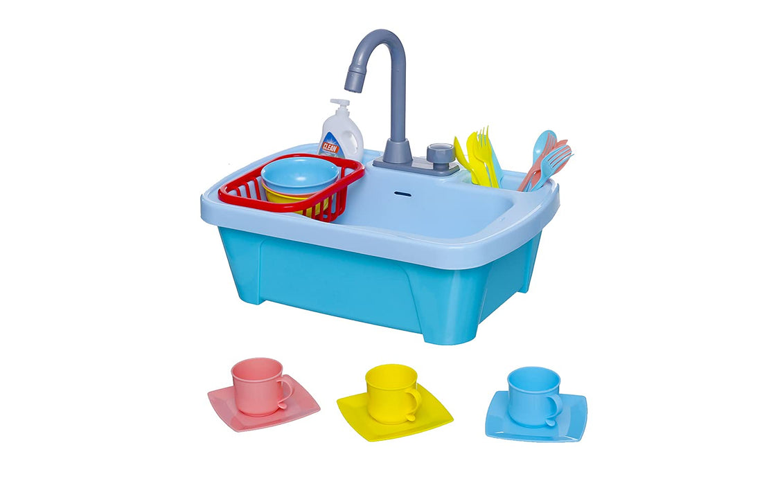 86E kitchen sink game with some game fruits and tap it with water - Multi Color