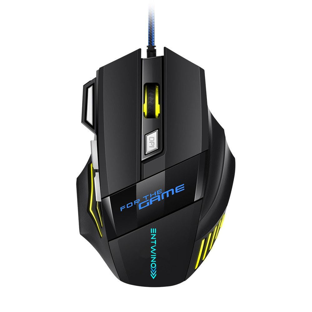 ENTWINO iMiceX7 Gaming Mouse 7 Buttons RGB Light Sports Design for Laptops & PC, Braided Wired Optical Gaming Mouse