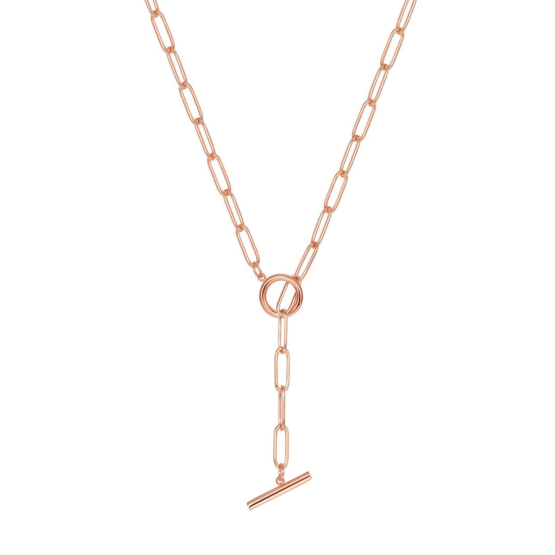 Happiness Boutique Women's Chain with Rose Gold Toggle Clasp Chunky Link Necklace with Stainless Steel T Bar Jewelry, Stainless Steel