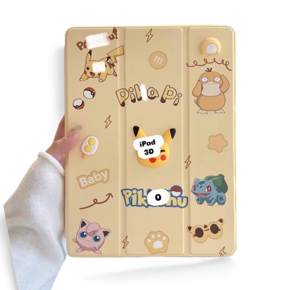 Fekra Cute 3D Case for iPad 10.2 Inch iPad 9th Generation 2021/8th Gen 2020/7th Gen 2019 with Pencil Holder - Shockproof Protective Case (S-Pik)