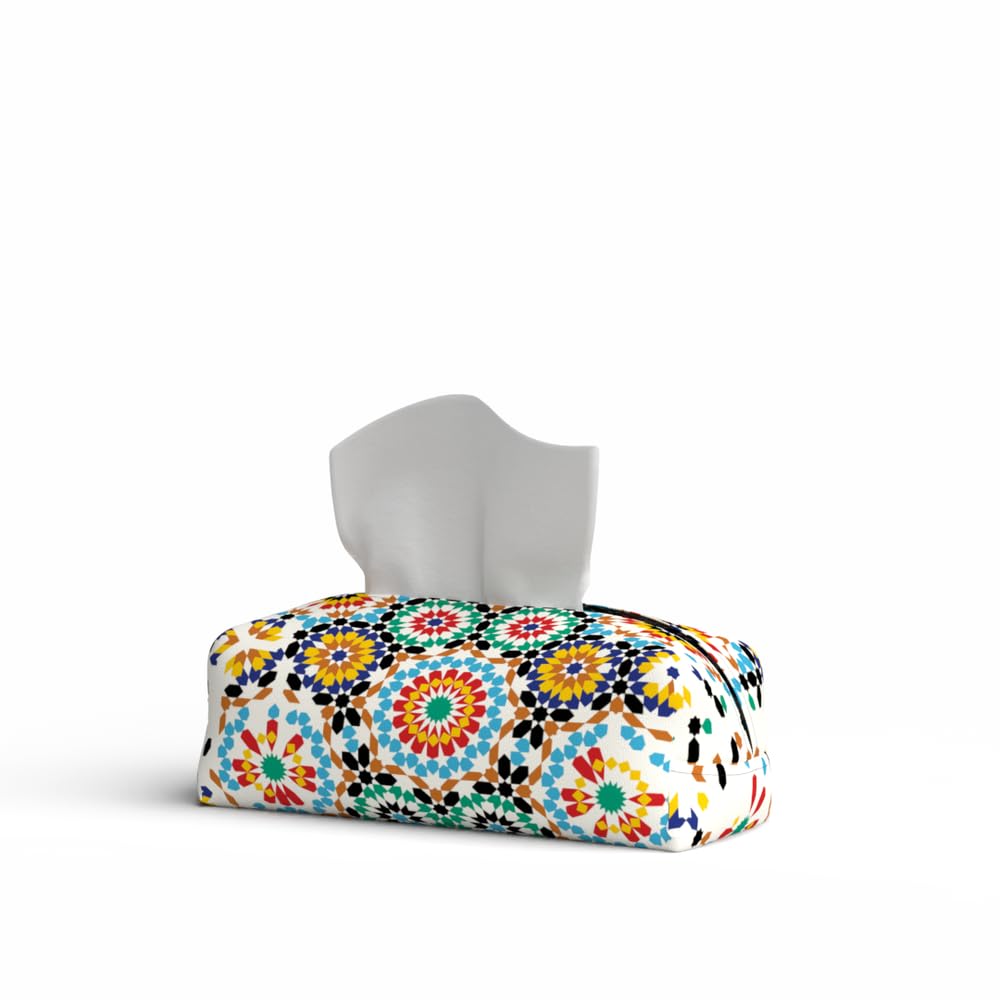 ART MOOD HOME Fabric Tissue Box Cover Premium Fabric Tissue Holder With Leather Layer Inside for Home, Office, and Car Durable and Elegant Tissue Dispenser for Standard Tissue Boxes - Bahja