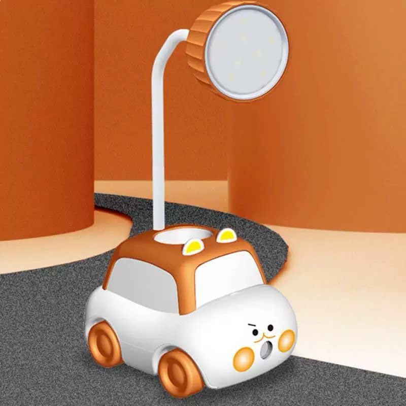 Kids Car Desk Lamp, LED Reading Light with Flexible Gooseneck (Orange)