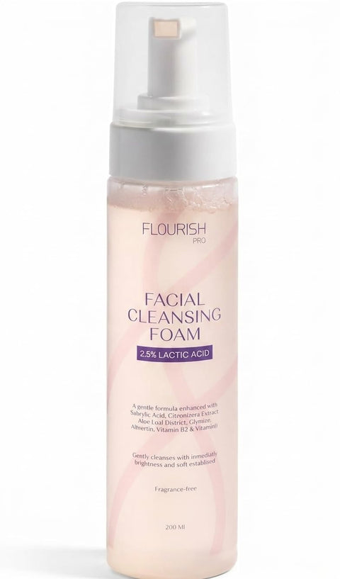 Flourish Facial Cleansing Foam, Exfoliating, Hydrating,For All Skin Types