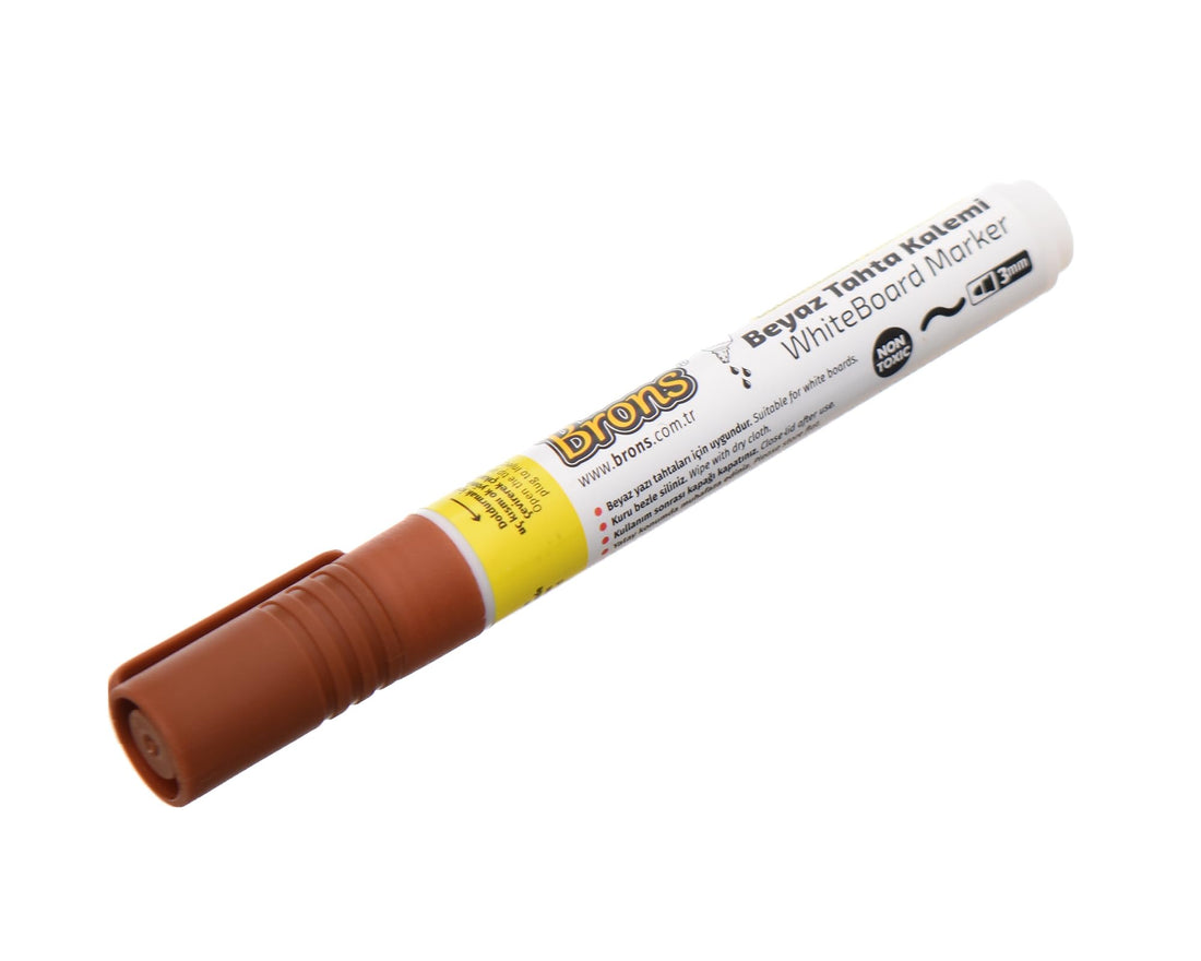 Nova BR-961 White Board Marker Pen With Round Tip Durable Tool That Withstand Daily Use With Eco-Friendly Material - Brown