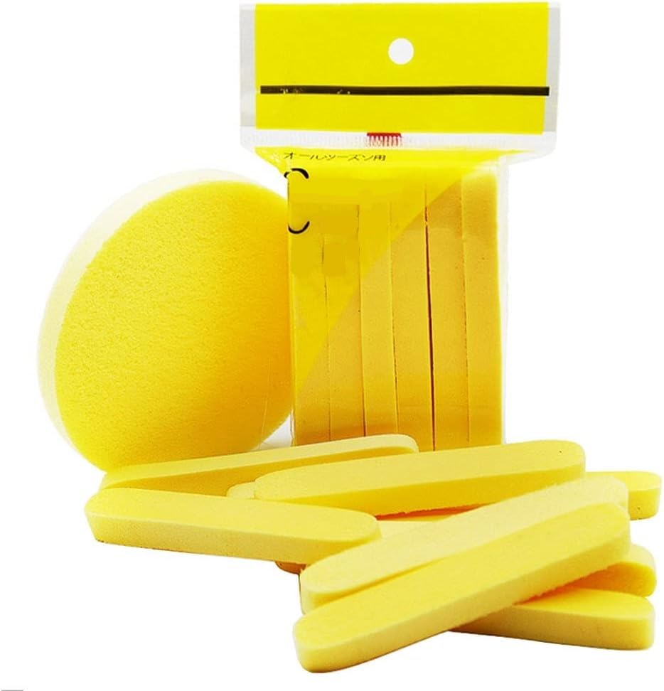 Compressed Facial Round Sponges for Women - Yellow Color, 12PCS, PVA Material, Reusable
