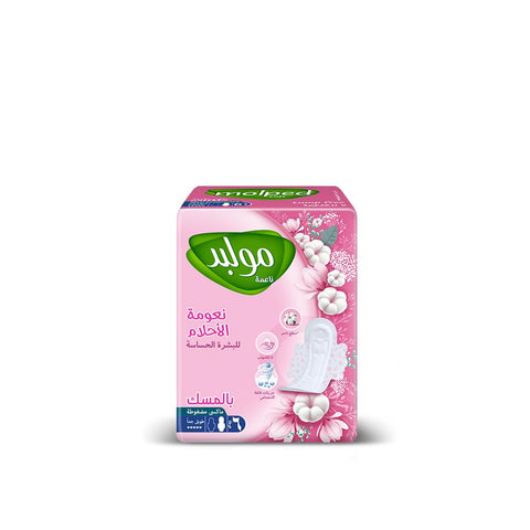 Molped Dream Softness Sanitary Pad, Extra Long, Single Pack 6 Units, Cotton Material, Maxi Compressed, Musk for Heavy Flow