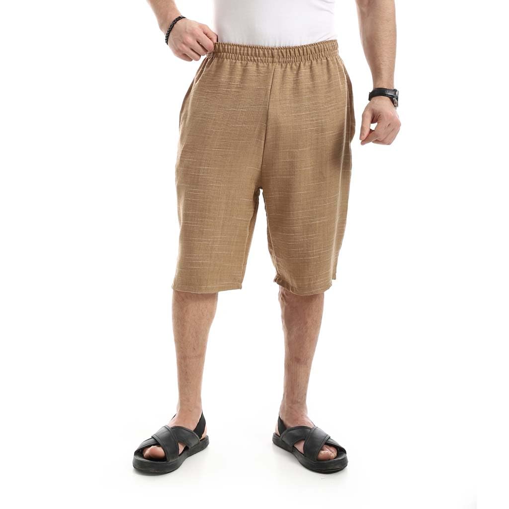Red Circle Mens Elastic Wist Casual Linen Shorts Elastic Wist Casual Linen Shorts