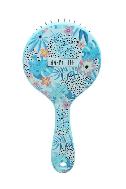 Tree-shaped circular plastic hair brush - Light Blue