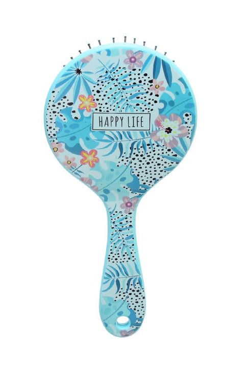 Tree-shaped circular plastic hair brush - Light Blue