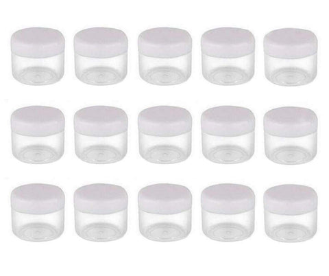 25PCS 20 Gram/ML 0.7oz Empty Refillable Clear Plastic Travel Cosmetic Cream Lotion Bottle Jars Containers With White Screw Lids for Make Up Nail Powder Eye Shadow Gems Beads Jewelry