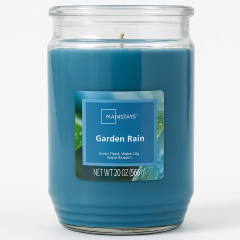 Kanawaty Scented 20 oz Candle Jar, GARDEN RAIN, Up to 120 Hours of Burn Time, Single-Wick