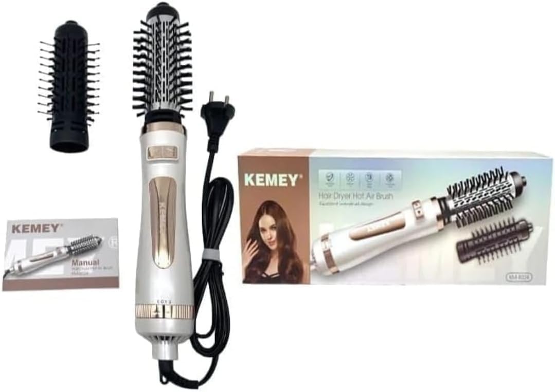 Electric Hair Straightener Brush Professional 2 in 1 Hot Air Curling Dryer Brush Negative Ion Technology White 800W