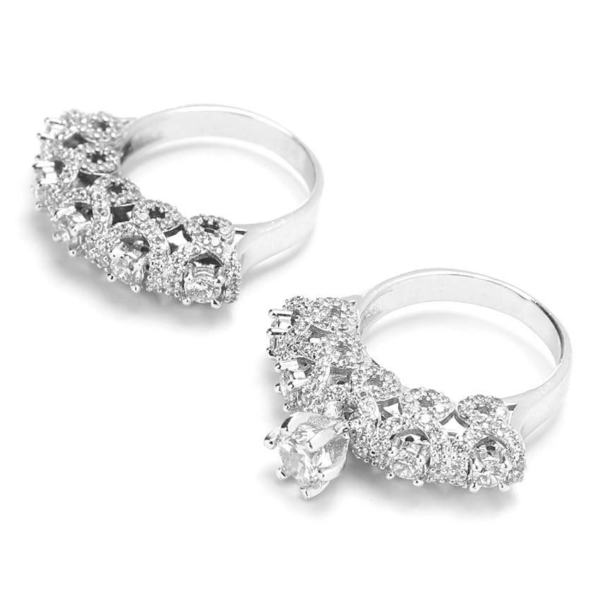 Twins Ring For Women High Quality Platinum Plated Zircon Stone - Silver