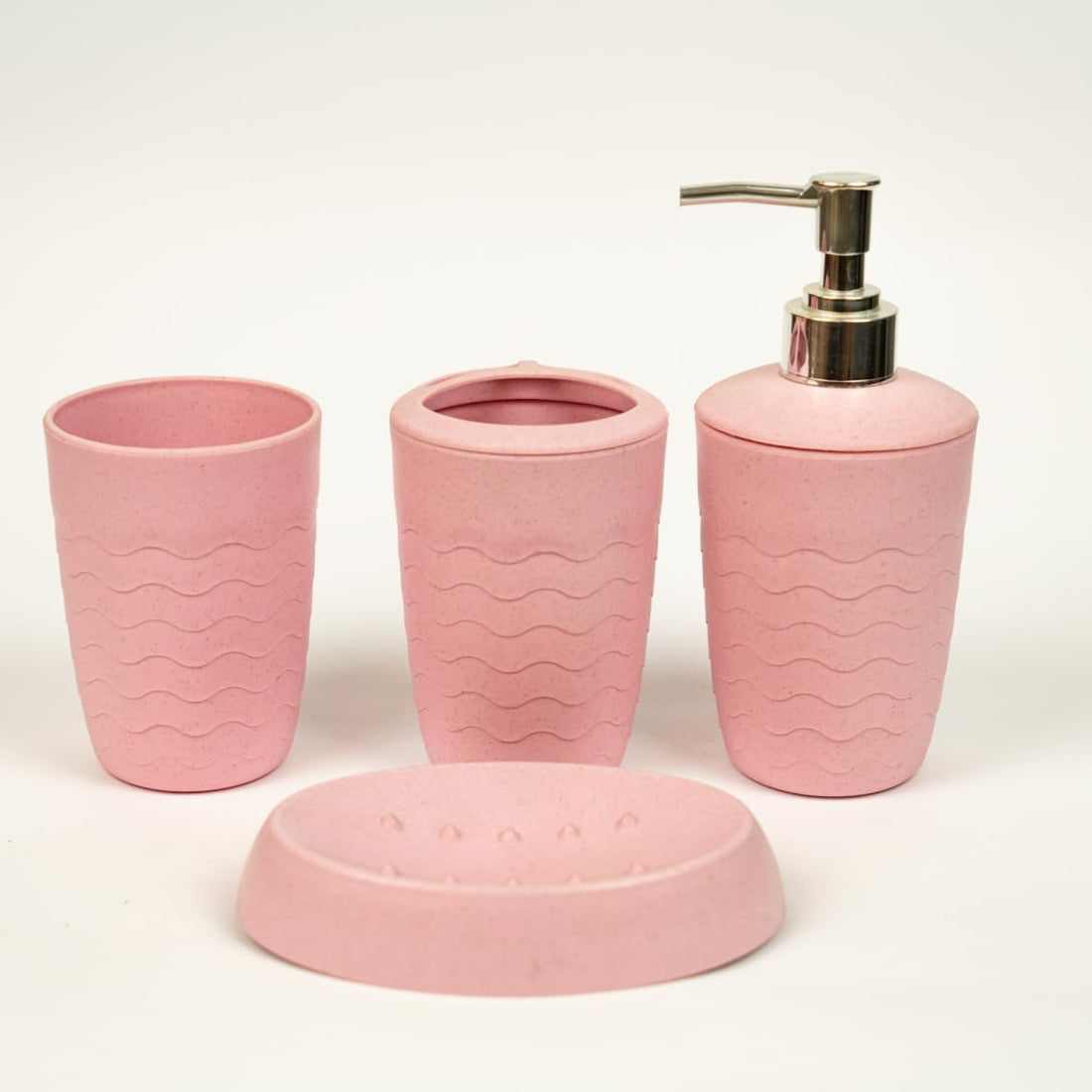 Siag Light Pink Acrylic Round Accessories Set for Delicate Bathroom Elegance