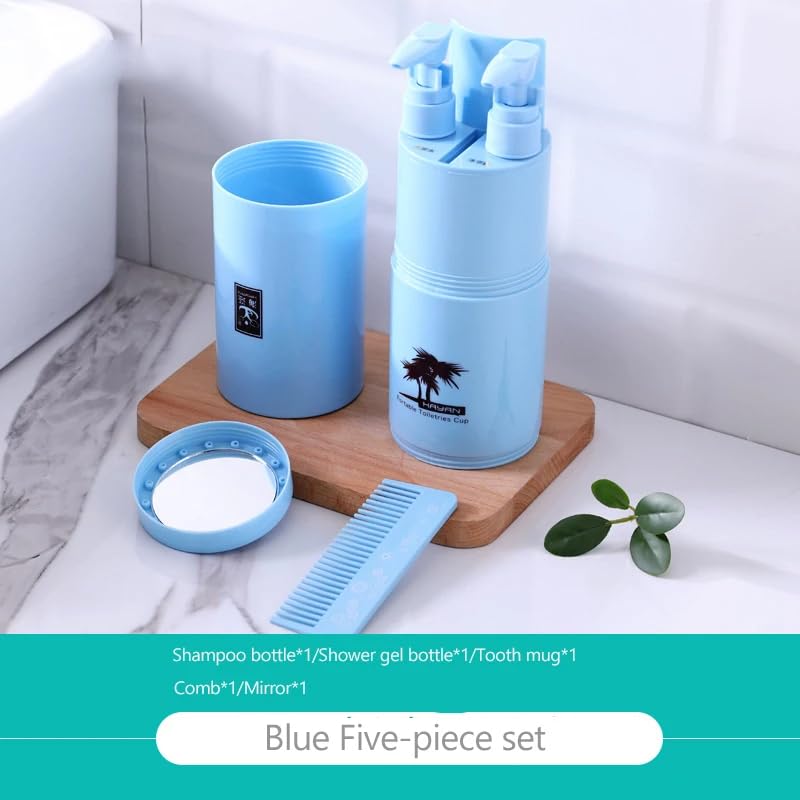 Next Store Women's 8-in-1 Travel Set - Portable Bottles, Tumbler, Shampoo, Conditioner, Comb and Mirror. (Blue)