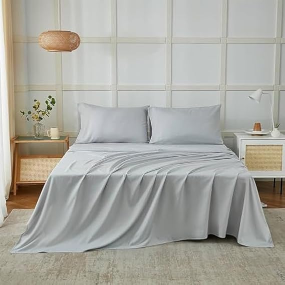 Snooze Microfiber Flat Bed Sheet Set 3pcs (Grey, 220 * 240 cm)