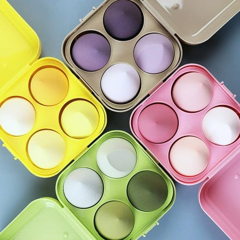 Makeup Sponge Case Blender Beauty Foundation Holder Blending Sponge Egg Set Makeup Sponge Wet And Dry Storage Box Egg Sponge Organizer (MultiColor)