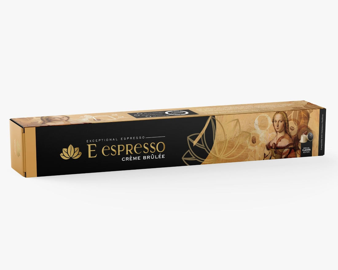 E espresso Crème Brûlée Flavor 10 Aluminium Capsules compatible with Nespresso machines