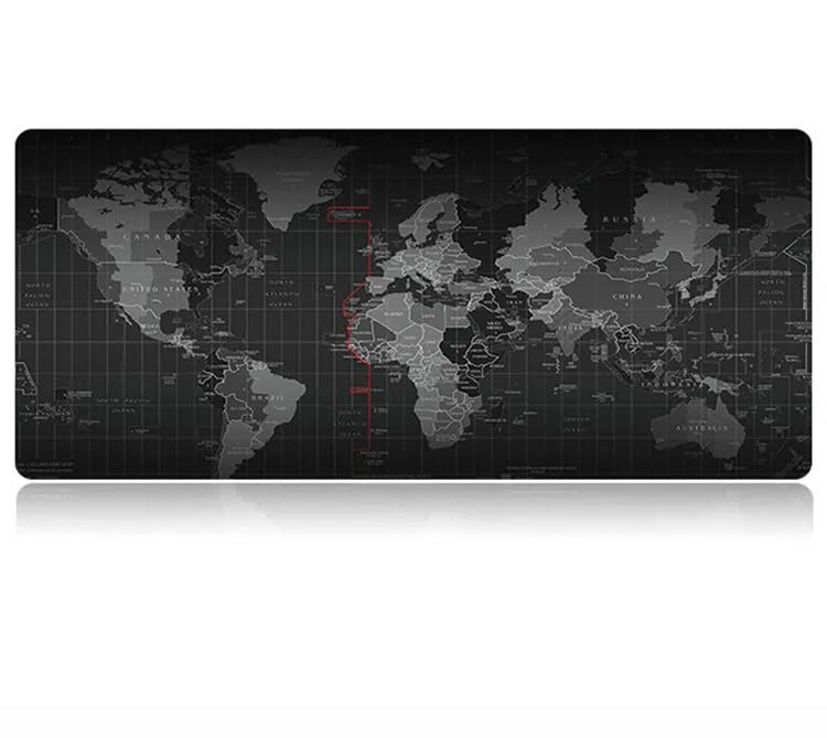 Extended Gaming Mouse Pad XXL – World Map Design, Non-Slip Rubber Base, Stitched Edges, Waterproof Desk Mat for Gamers, Office, and Home (70 x 30 CM)