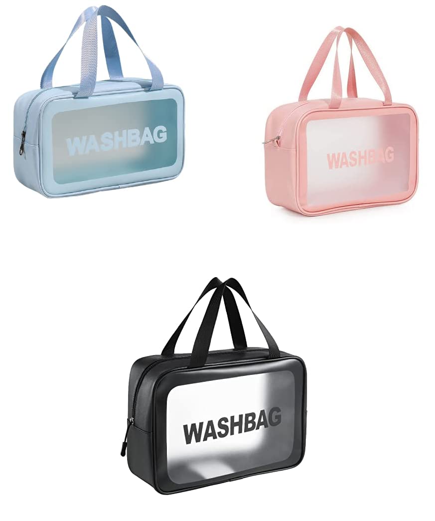 Travel Toiletry Bag for Women, Matte Translucent Toiletry Bag with with Handy Handle, Makeup Cosmetic Bag Travel Organizer for Accessories, Toiletries