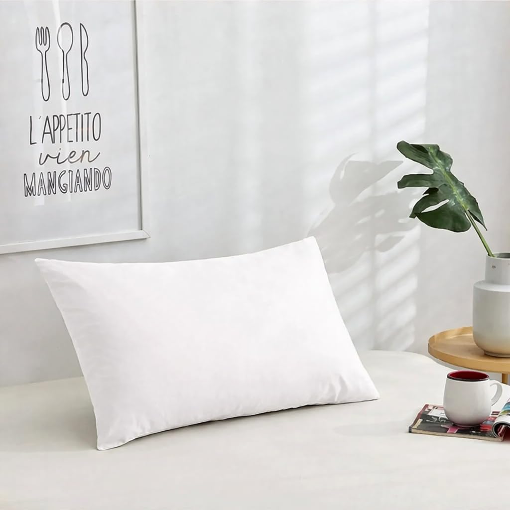 White Sleeping Pillow, Cotton and Polyester, 50x70cm, Soft and Comfortable, Medium Firm, Washable and Hypoallergenic