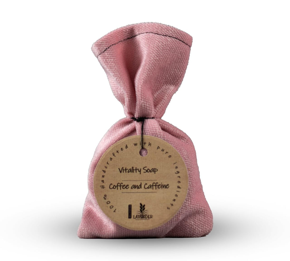 Lavender Vitality Coffee and Caffeine Soap Bar, Natural Handcrafted, Exfoliating, 100g
